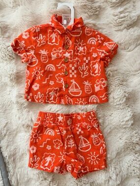 Jumping Beans Baby Bean Printed Button-Up Shirt Baby M Like New
